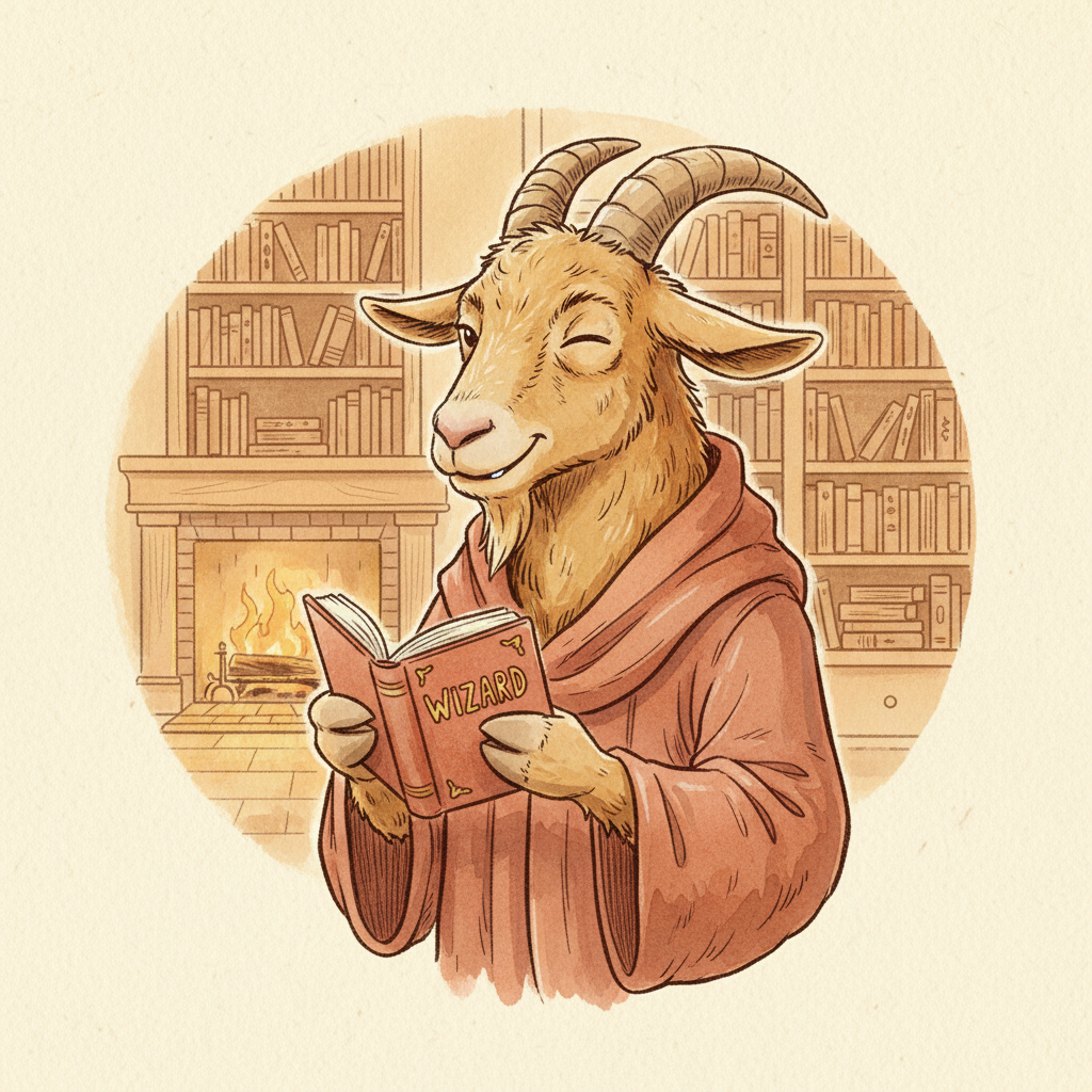 Goat liest Wizard-Buch