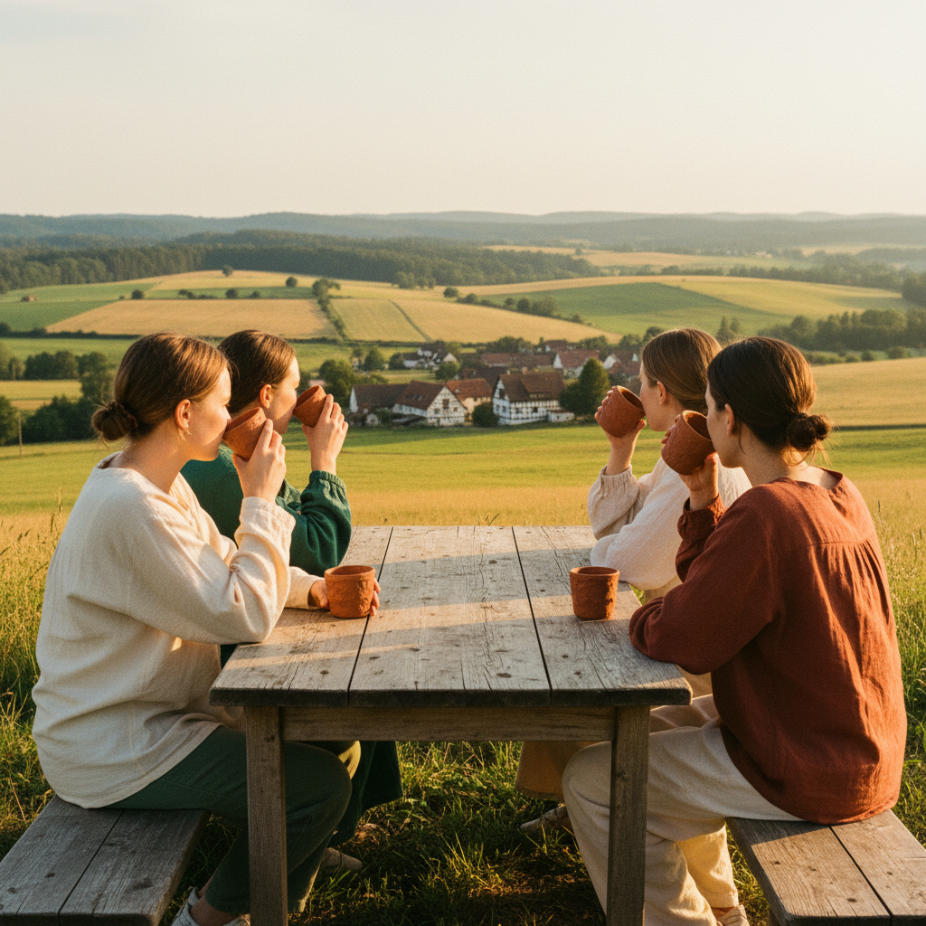 Drei Freunde im goldenen Licht